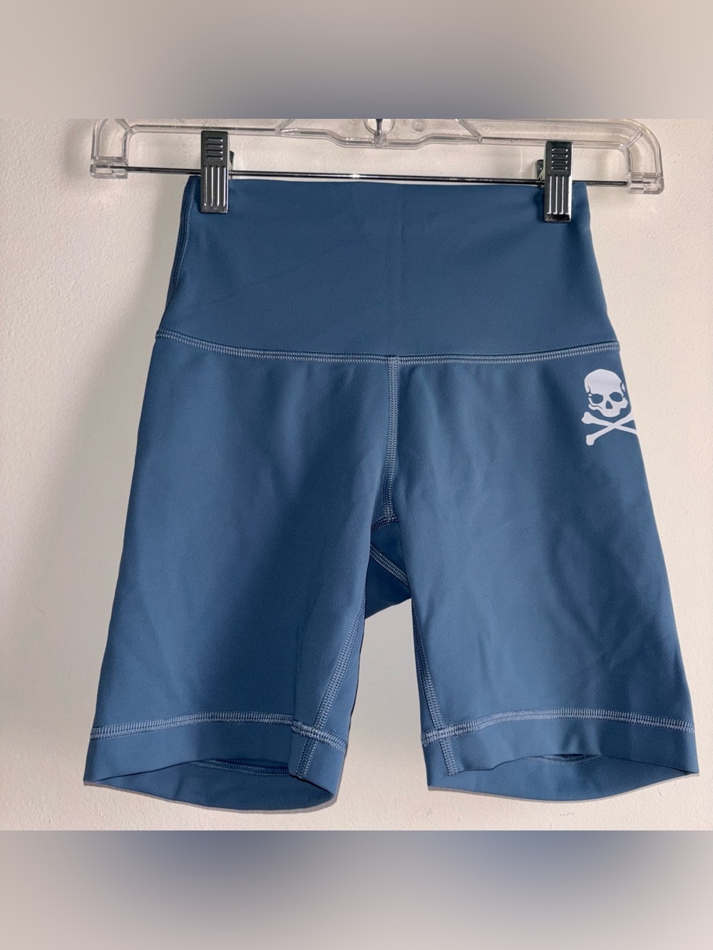 lululemon athletica Blue Athletic High-Rise Bike Shorts with Skull Logo